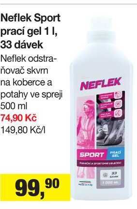 Neflek Sport prací gel 1 l, 33 dávek