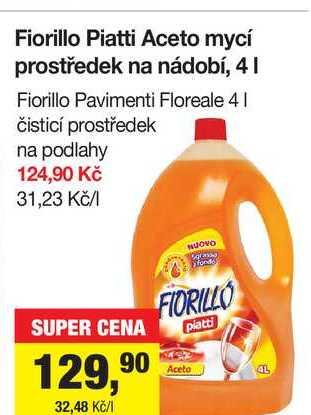 Fiorillo Piatti Aceto mycí prostředek na nádobí, 4 l