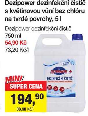 Dezipower dezinfekční čistič s květinovou vůní bez chlóru na tvrdé povrchy, 5 l