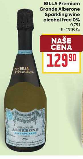 BILLA Premium Grande Alberone Sparkling wine alcohol free 0% 0,75l