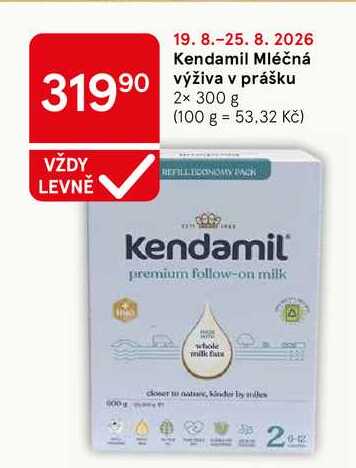 Kendamil Mléčná výživa v prášku, 2× 300 g