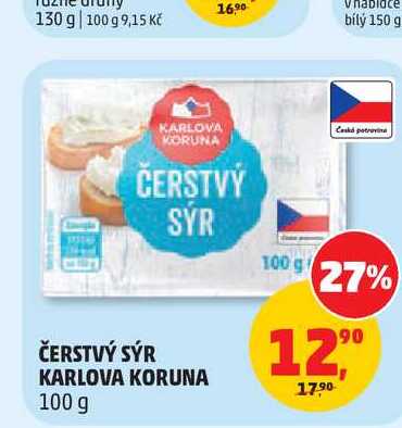 Čerstvý sýr Karlova koruna 100g