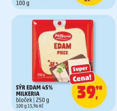 SÝR EDAM 45% MILKERIA bloček 250 g