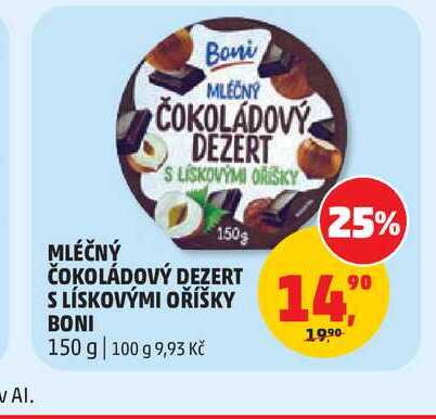 MLEČNÝ ČOKOLÁDOVÝ DEZERT S LÍSKOVÝMI OŘÍŠKY 150g