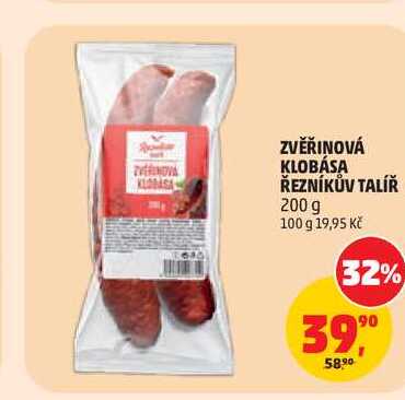 ZVĚŘINOVÁ KLOBÁSA ŘEZNÍKŮV TALÍŘ 200g
