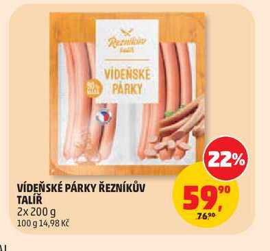 VÍDEŇSKÉ PÁRKY ŘEZNÍKŮV TALÍŘ 2X200g