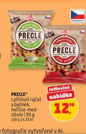 PRECLE* s příchutí rajčat a bylinek, hořčice-med-cibule 90 g