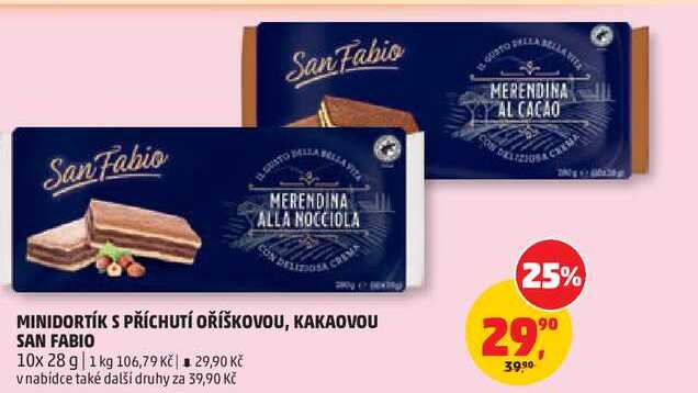 MINIDORTÍK S PŘÍCHUTÍ OŘÍŠKOVOU, KAKAOVOU SAN FABIO 10x 28 g