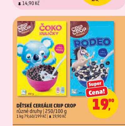 DĚTSKÉ CEREÁLIE CRIP CROP různé druhy | 250/100 g