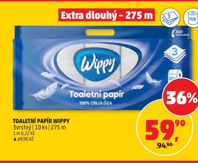TOALETNÍ PAPÍR WIPPY 3vrstvý | 10 ks