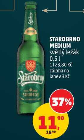 STAROBRNO MEDIUM světlý ležák 0,5l