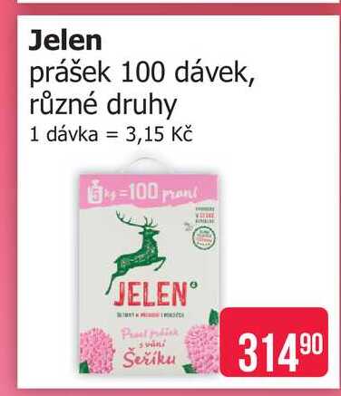 Jelen prášek 100 dávek, různé druhy 