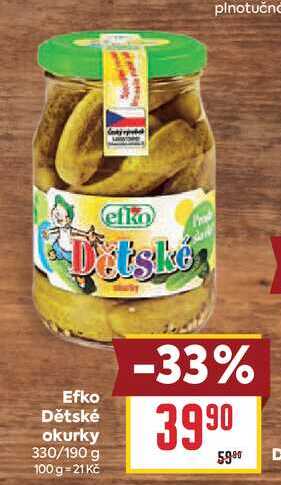 Efko Dětské okurky 330/190 g