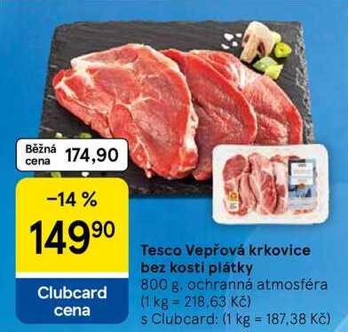 Tesco Vepřová krkovice bez kosti plátky, 800 g
