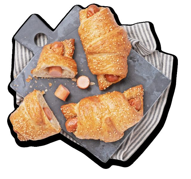 Croissant s krůtím párkem