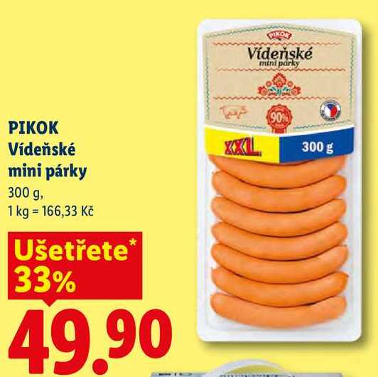 PIKOK Vídeňské mini párky, 300 g