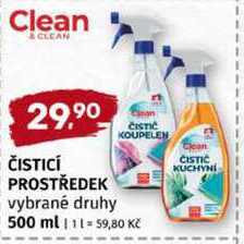 Clean ČISTICÍ PROSTŘEDEK vybrané druhy 500 ml