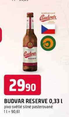 BUDVAR RESERVE 0,33l pivo světlé 