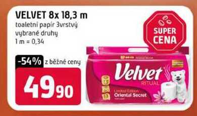 VELVET 8x 18,3 m toaletní papír 3vrstvý vybrané druhy