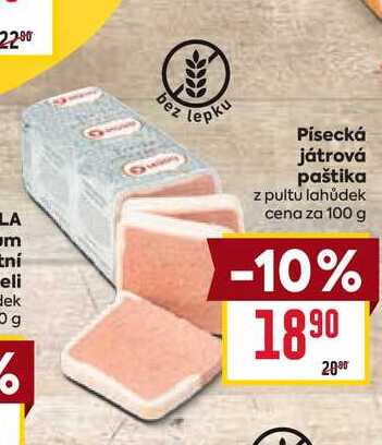 Písecká játrová paštika z pultu lahůdek cena za 100 g