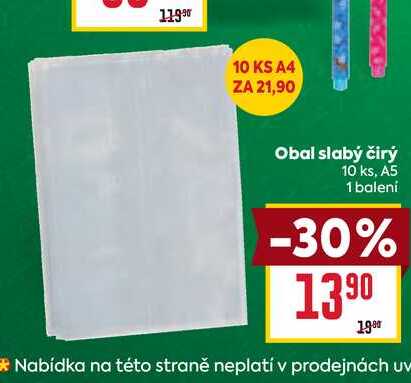 Obal slabý čirý 10 ks, A5 1 balení