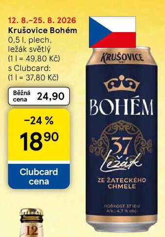Krušovice Bohém, 0,5 l, plech, ležák světlý