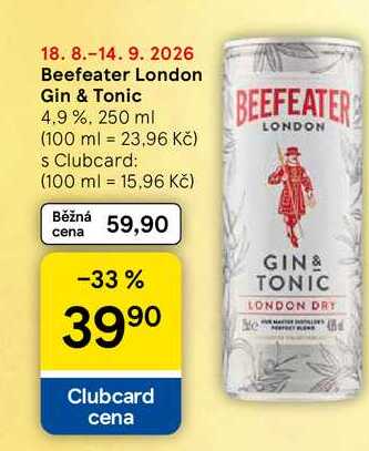 Beefeater London Gin & Tonic 4.9%, 250 ml