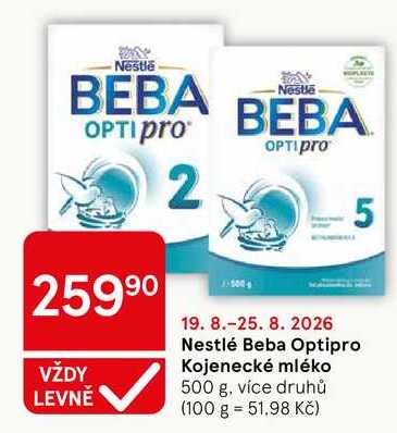 Nestlé Beba Optipro Kojenecké mléko, 500 g, více druhů
