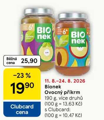 Bionek Ovocný příkrm, 190 g