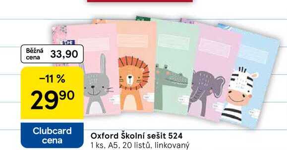Oxford Školní sešit 524 1 ks, A5, 20 listů, linkovaný