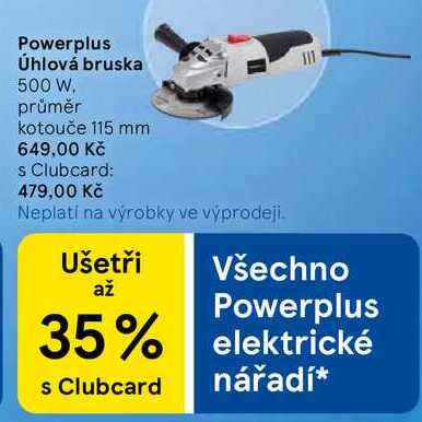 Powerplus Úhlová bruska 500 W. průměr kotouče 115 mm