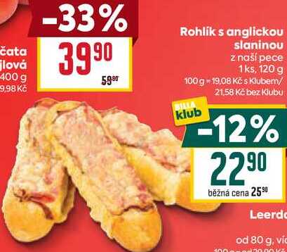 Rohlík s anglickou slaninou z naší pece 1ks, 120 g 