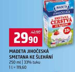 MADETA JIHOČESKÁ SMETANA KE ŠLEHÁNÍ 250 ml 33% tuku 