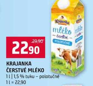 KRAJANKA ČERSTVÉ MLÉKO 1l 1,5 % tuku polotučné