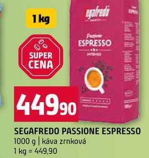 SEGAFREDO PASSIONE ESPRESSO 1000 g káva zrnková