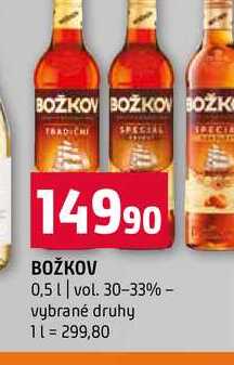 BOŽKOV 0,5l vol. 30-33% vybrané druhy