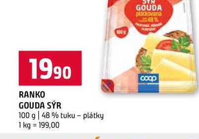 RANKO GOUDA SÝR 100 g 48 % tuku plátky 