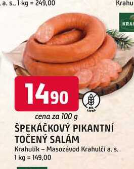 ŠPEKÁČKOVÝ PIKANTNÍ TOČENÝ SALÁM 100g