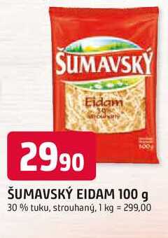 ŠUMAVSKÝ EIDAM 100 g 30% tuku, strouhaný