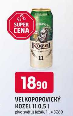 Velkopopovický Kozel 11°, světlý ležák (plechovka) 0.5l