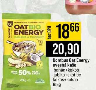 Bombus Oat Energy ovesná kaše banán+kokos jablko+skořice kokos+kakao 65 g 