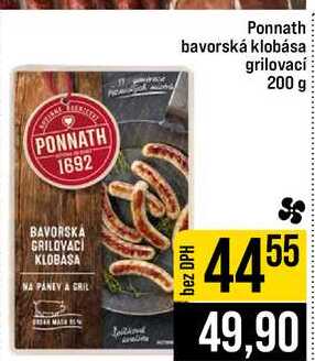 Ponnath bavorská klobása grilovací 200 g