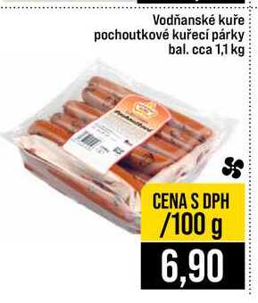 Vodňanské kuře pochoutkové kuřecí párky bal. cca 1,1 kg 100g