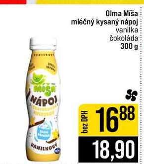 Olma Míša mléčný kysaný nápoj vanilka čokoláda 300 g