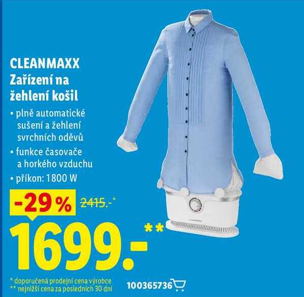 CLEANMAXX Zařízení na žehlení košil 