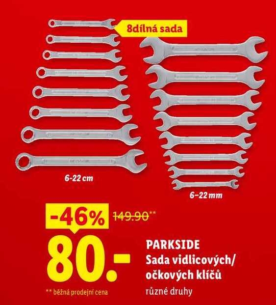 PARKSIDE Sada vidlicových/ očkových klíčů, různé druhy