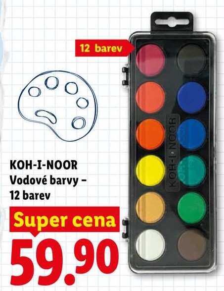 KOH-I-NOOR Vodové barvy - 12 barev