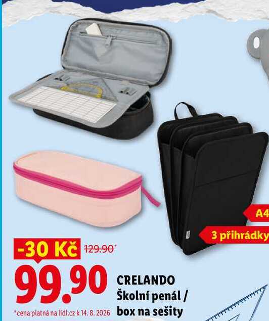 CRELANDO Školní penál / box na sešity A4 3
