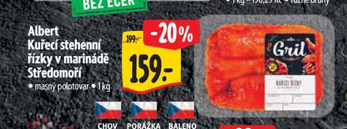 Albert Kuřecí stehenní řízky v marinádě Středomoří 1 kg
