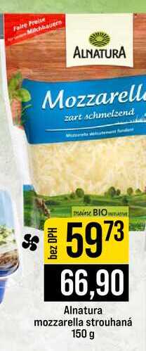 Alnatura mozzarella strouhaná 150 g